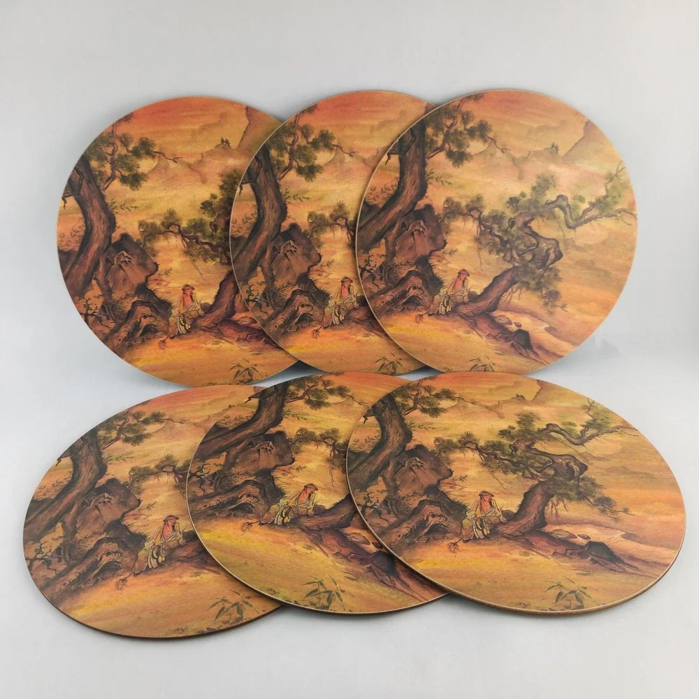 Vintage Pimpernel Round Melamine Placemats Set of 6 Box Holder England